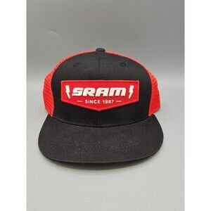 SRAM Trucker Hat Cap Snapback Red Black Mesh Relentless Since 1987 Logo Patch